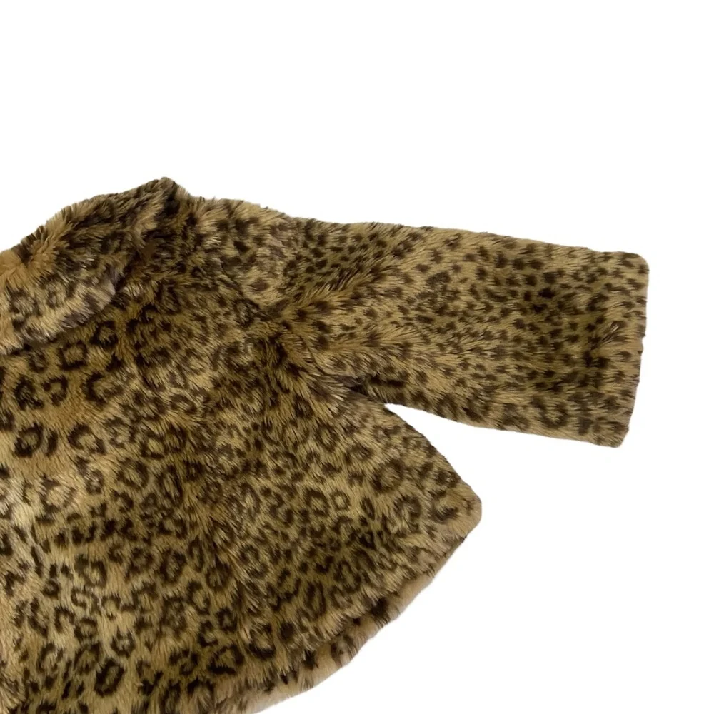 Gymboree GLAMOUR KITTY Leopard Faux Fur Wrap Jacket Size 3T